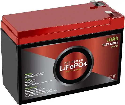 ECI Power 12V 10Ah Lithium LiFePO4 Deep Cycle Rechargeable Battery