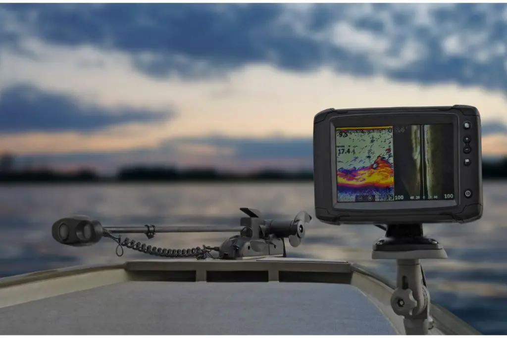 Fishing boat with fish finder
